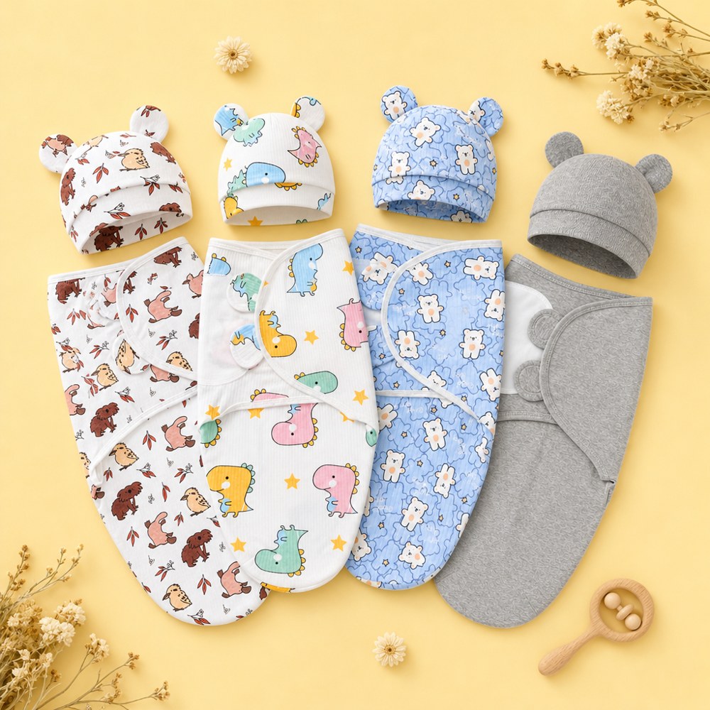 Swaddle Buddy | Wrap Swaddle + Hat Set